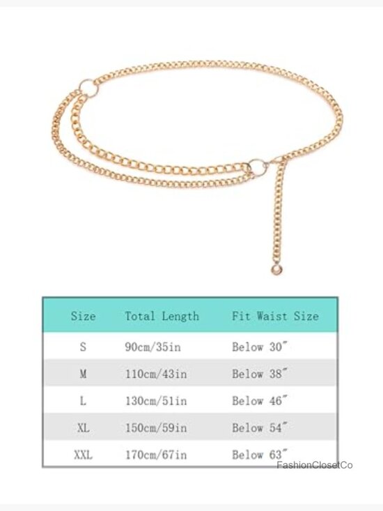 Gold Waist Chain Belt for Women Dresses Metal Link Dangling Cinturones main image 4